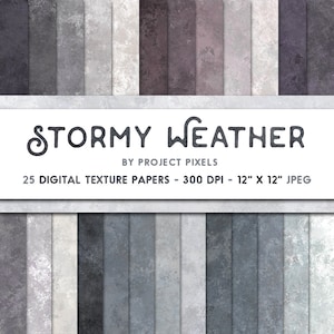 Stormy Weather, Digital Paper Pack, Soft Art Textures, Grunge Paper, Blue Grey Paper, Scrapbooking Paper, Digital Download, Graphic Design