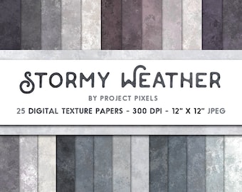 Stürmisches Wetter, Digital Paper Pack, Soft Art Texturen, Grunge Papier, Blau Graues Papier, Scrapbooking Papier, Digital Download, Grafik Design