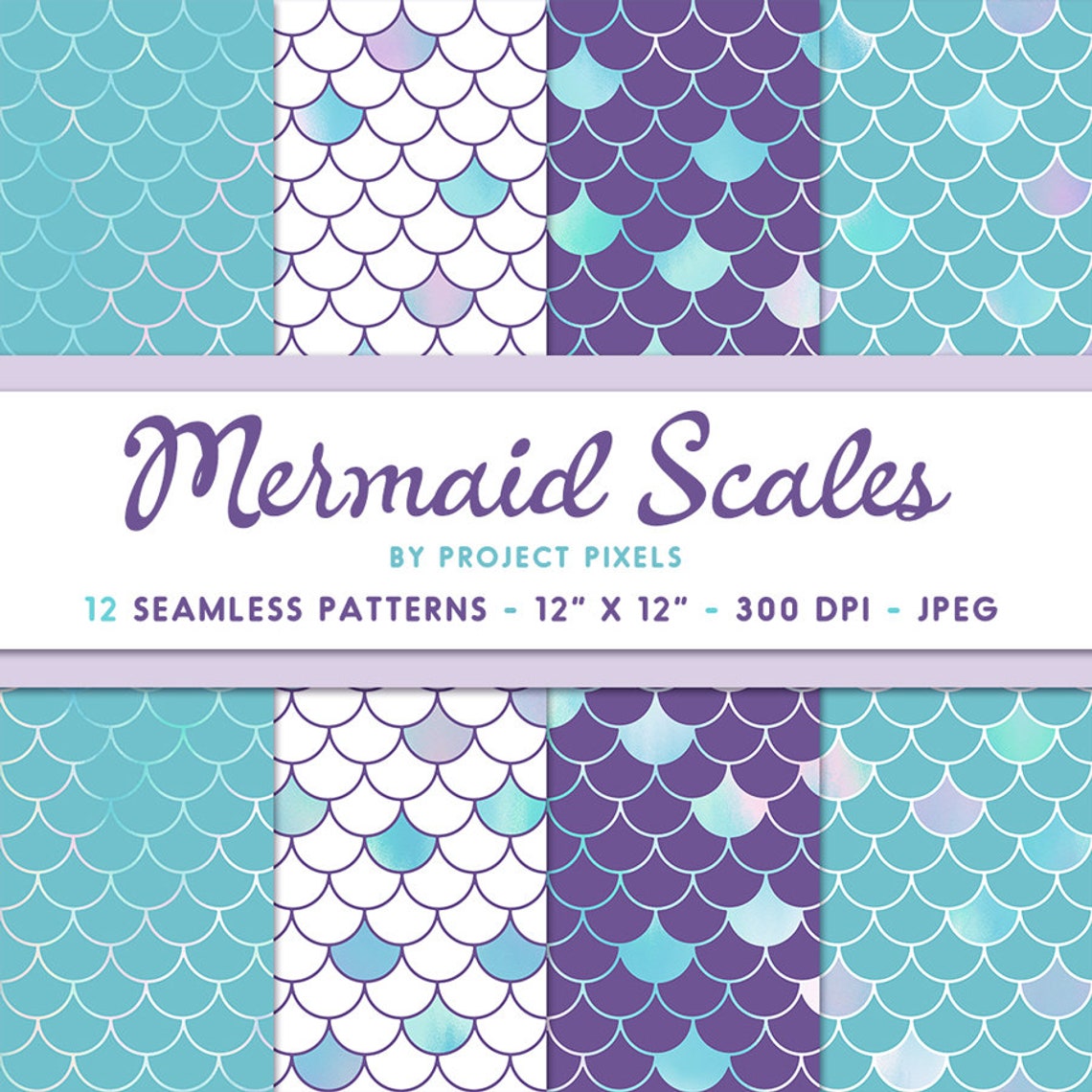 Mermaid Scales Digital Paper Seamless Pattern Mermaid Tails - Etsy