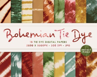Boho Tie Dye Digital Paper Pack: Boho Herbstfarben (digitaler Download)