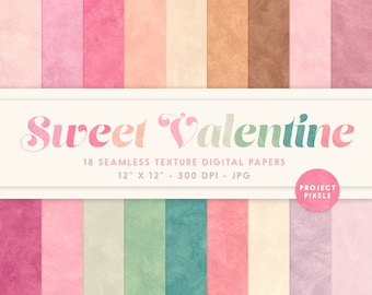 Sweet Valentine Digital Paper, Soft Art Textures, Romantic Colors, Seamless Patterns, Scrapbooking Paper, Digital Download, Graphic Design