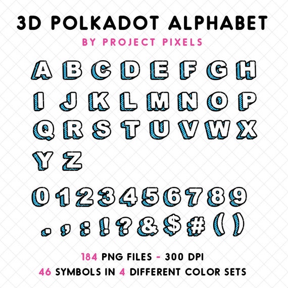 Download Free 3d Polka Dot Alphabet Clip Art 3d Letters Numbers Polka Etsy SVG Cut Files