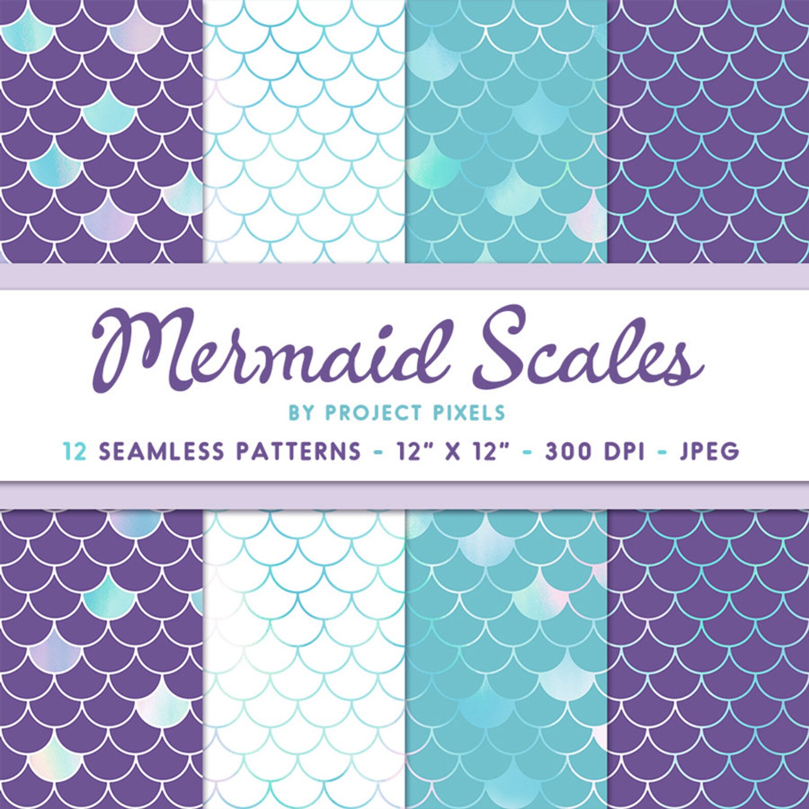 Mermaid Scales Digital Paper, Seamless Pattern, Mermaid Tails, Purple ...