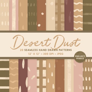 Poussière du désert, motifs dessinés à la main, motifs sans couture minimaux, papier numérique terre naturelle, conception graphique, élément artistique design, téléchargement numérique