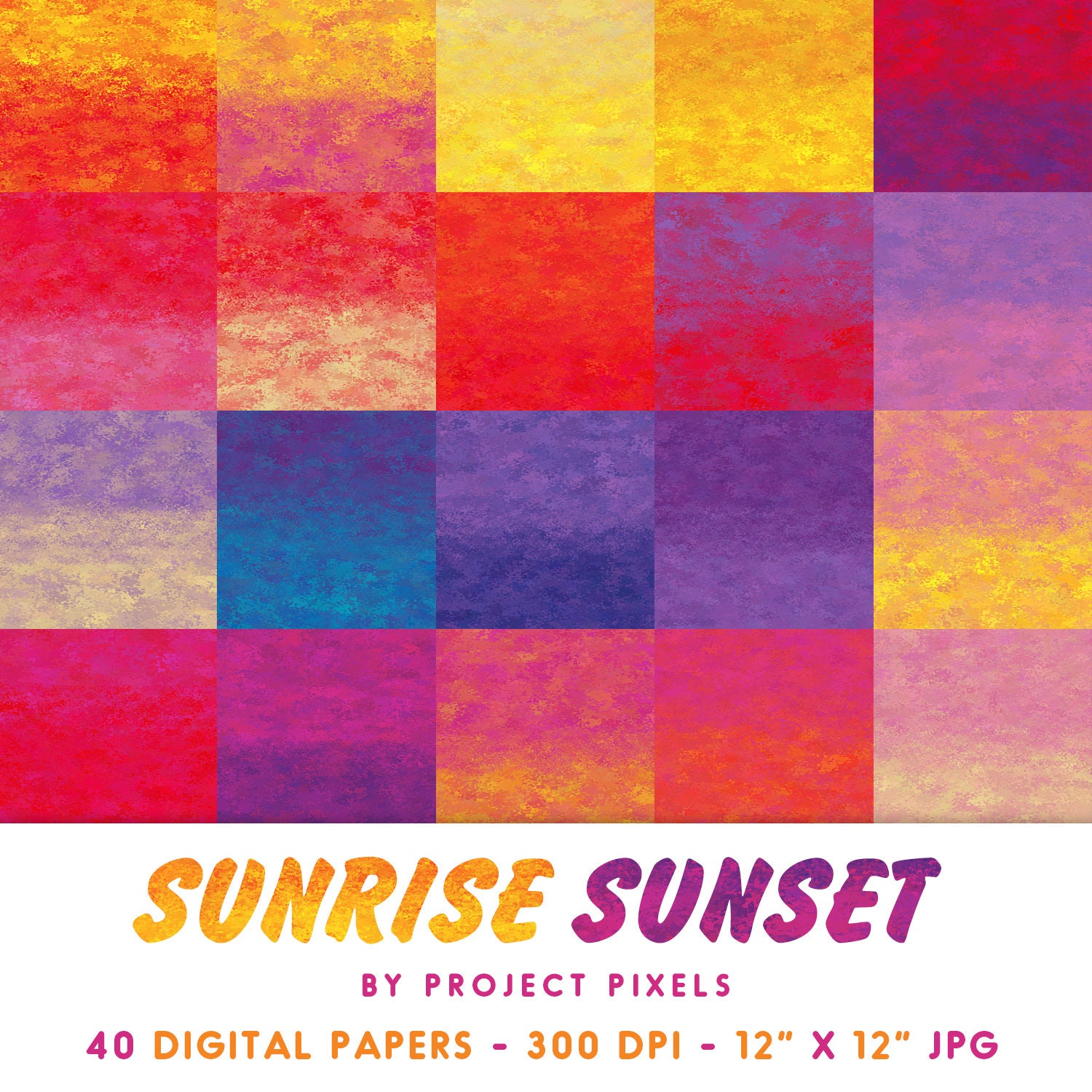 Graph Paper Sun Rise Sunrise Sunset, Digital Paper Pack, Rainbow Paper, Paint Art Texture ...