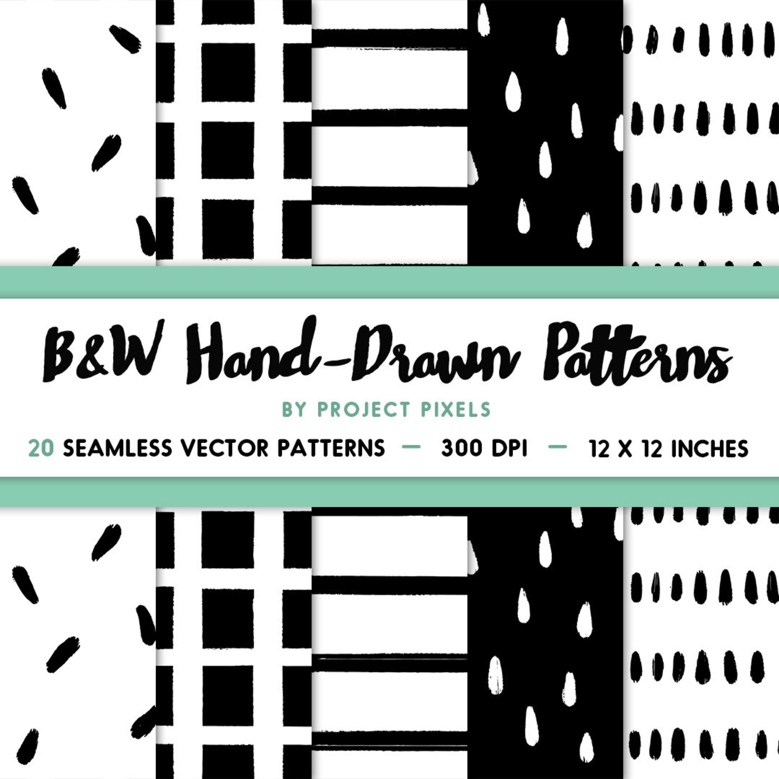 Black And White Hand Drawn Patterns Vector Patterns Seamless Patterns