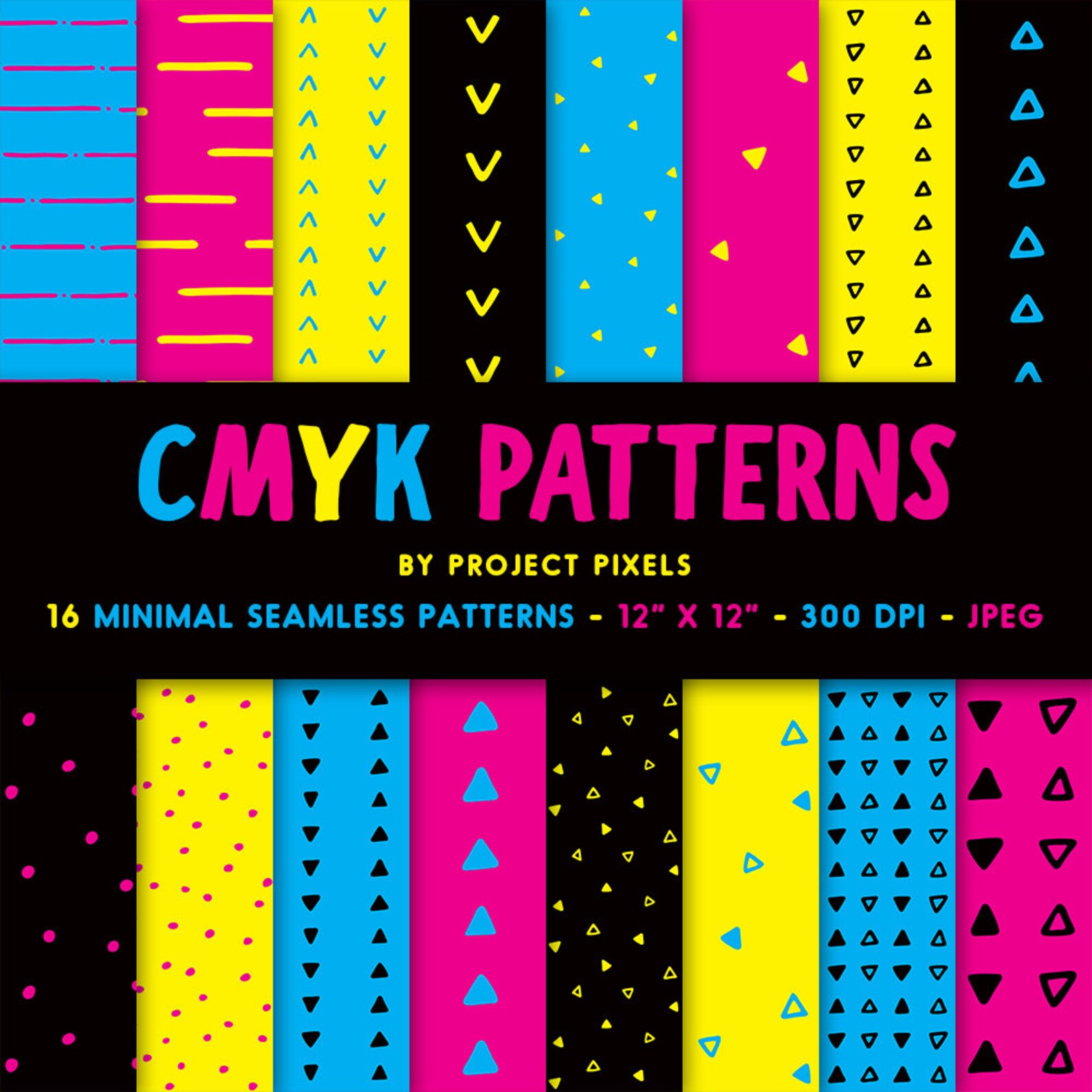 CMYK Patterns, Minimal Seamless Patterns, Cyan Magenta Yellow Black ...