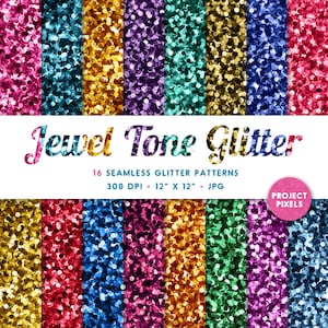 Jewel Tone Glitter, Seamless Patterns, Glitter Digital Paper, Glitter Backgrounds, Glitter Art Textures, Design Elements, Digital Download