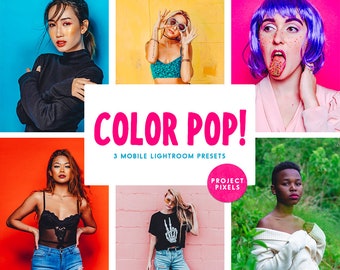 Color Pop Mobile Lightroom Presets, Colorful Mobile Presets, Bold Vibrant LR Insta Filters, Blogger and Photographer Photo Editing Presets
