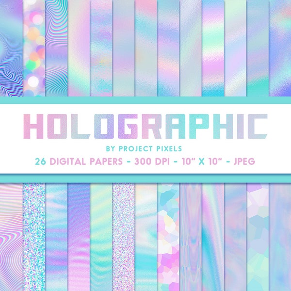 Holographic Digital Paper, Iridescent Texture, Rainbow Paper, Pastel Foil, Abstract Art, Digital Download, Graphic Design,Scrapbooking Paper