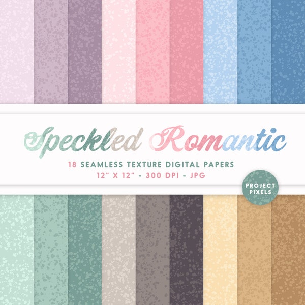 Speckled Romantic Digital Paper Pack, Art Textures, Gradient Paper, Seamless Patterns, Scrapbooking Paper, Digital Download, Graphic Design