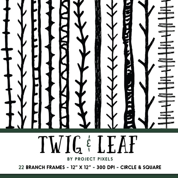 Twig and Leaf Border Clipart, Design Elements, Hand Drawn Wreath Frames,  Square & Circle Doodle Frames, Hand Drawn Borders, Digital Download - Etsy