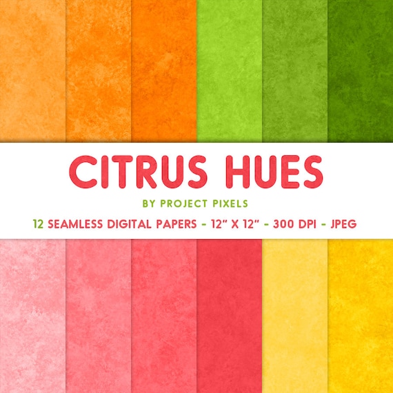 Citrus Hues, Summer Digital Paper, Fruit Color Palette, Soft Art Textures, Lemon Lime Grapefruit Orange, Seamless Patterns, Digital Download