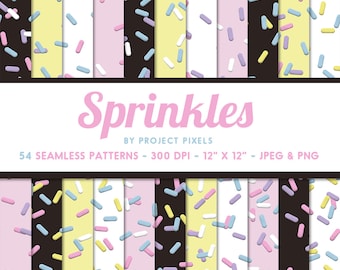Nahtlose Streumuster, digitale Sprinkle Papier, Donut, Cupcake, Party-Dekorationen, Sprinkles ClipArt, digitaler Download, Collage-Kunst
