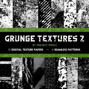 Digitaal papierpakket grunge-texturen: zwart-witte overlays en patronen (digitale download)