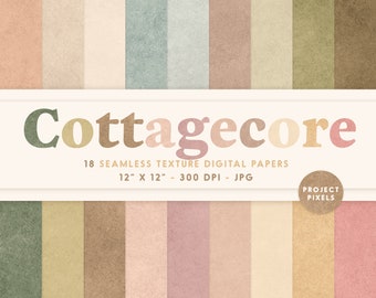 Cottagecore Digital Paper Pack, Earthy Seamless Textures, Natural Color Patterns. Scrapbooking Paper, Cozy Art Crafts Design, Download