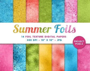 Sommerfolien, Metallic DigitalPapier, bunte Folie Textur Mix, Gold, blau, rosa, rot, grün, digitaler Download, Grafik-Design-Elemente