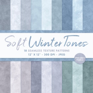 Tons suaves de inverno, padrões de textura sem costura, papel digital, papel de arte sazonal de inverno, papel para scrapbooking, download digital, design gráfico