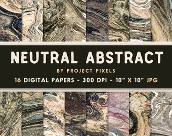 Neutral Abstract, Brown Marble, Elegant Digital Paper, Paint Texture, Abstract Art, Digital Download, Graphic Design, Scrapbooking Paper