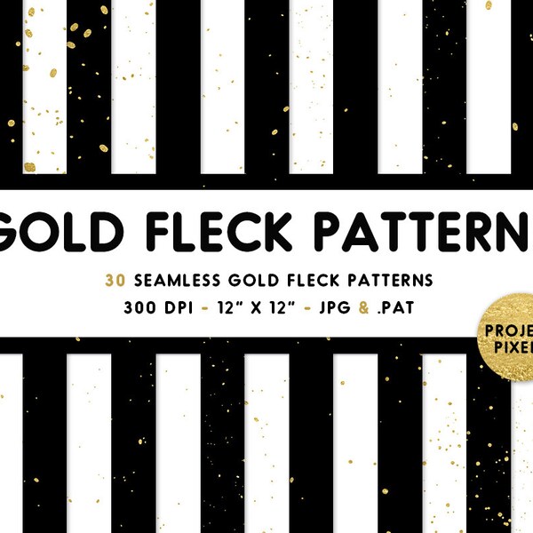 Gold Fleck Patterns, Digital Paper Pack, Seamless Patterns, Gold Paint Spatter, Gold Night Star Galaxy, Digital Download, Design Elements