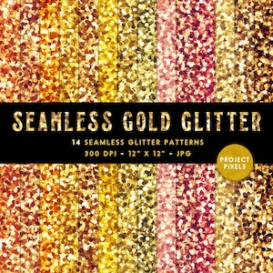 Naadloze gouden glitterpatronen, dik goud glitter digitaal papier, glitterachtergrond, glittertexturen, ontwerpelementen, digitale download