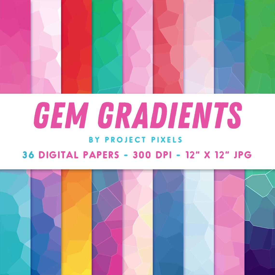 Gem Gradients Digital Paper, Gradient Backgrounds, Rainbow Paper ...