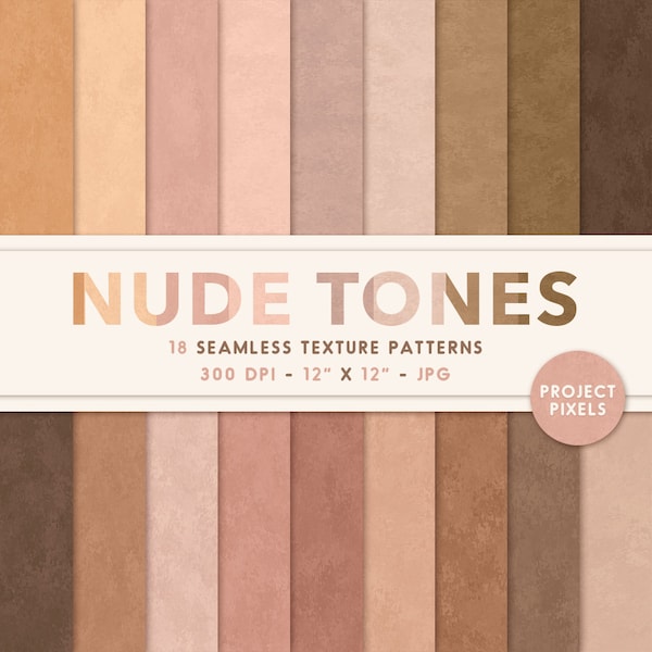 Nude Tones Digital Paper Pack, Soft Nude Colors, Seamless Textures, Scrapbooking Paper, Artist Design Resource, Art Paper, Digital Download