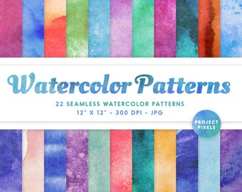 Watercolor Patterns, Seamless Texture Patterns, Digital Paper, Watercolour Art Asset, Scrapbooking Paper, Digital Download, Graphic Design