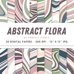 Flore abstraite, Papier numérique en marbre, Art numérique abstrait, Arrière-plans en marbre, Papier abstrait, Pop Art, Téléchargement instantané, Design graphique