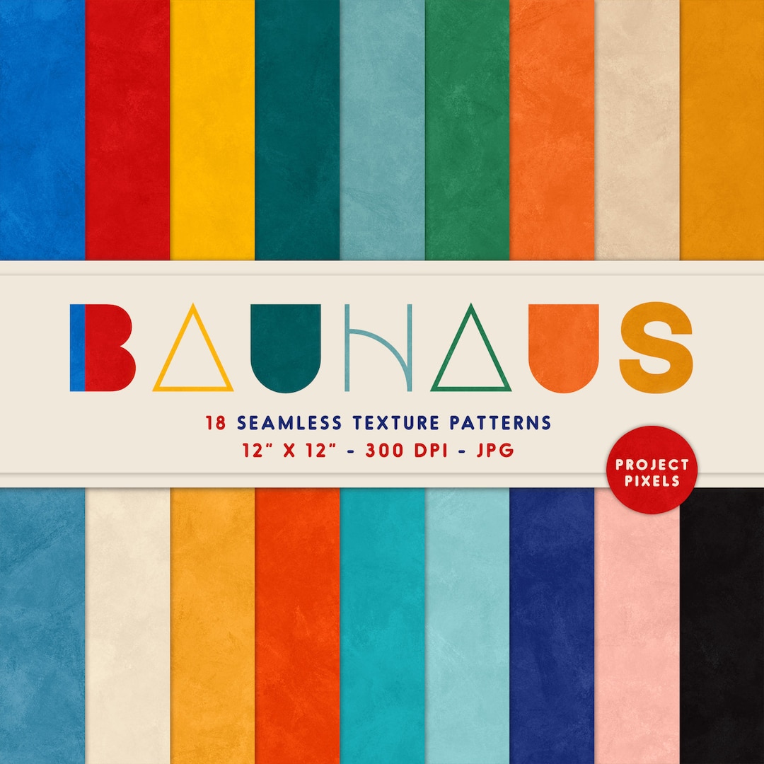 Bauhaus, Digital Paper, Retro Seamless Textures, Vintage Color