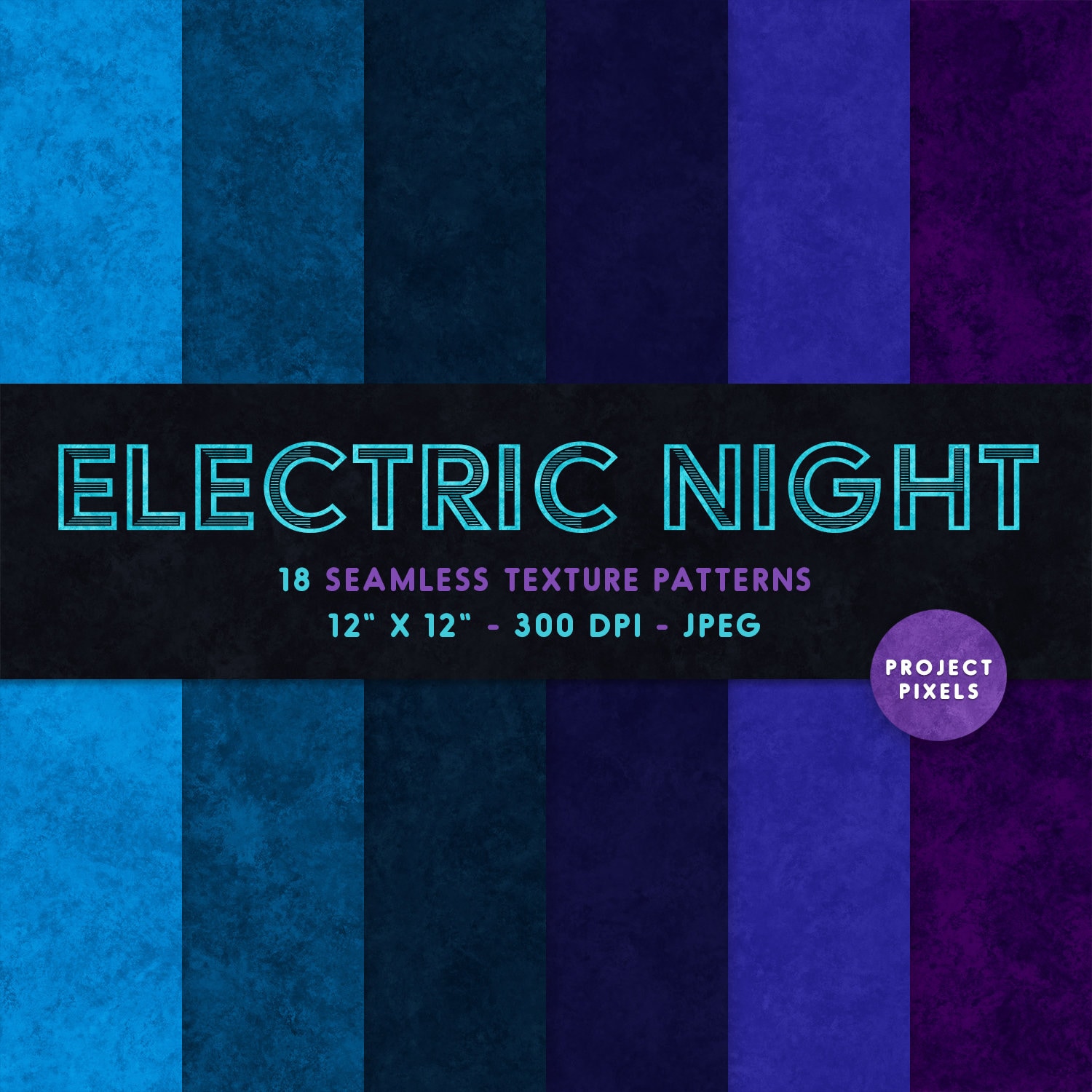 Electric Night, Neon Tones, Digital Paper Pack, Seamless Textures ...