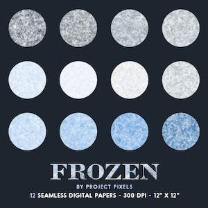 May include: Twelve seamless digital papers with a frozen ice texture in various shades of blue. The papers are 12 inches by 12 inches and 300 DPI.