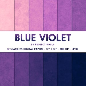 Blaue violette Hues Digital Paper Pack, lila Texturen, Farbverlauf Papier, Farbpalette, nahtlose Muster, digitaler Download, Scrapbooking Papier