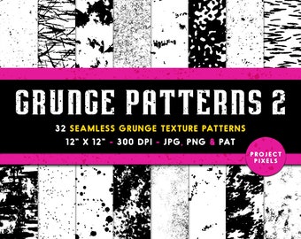 Seamless Grunge Patterns 2, Grunge Textures, Grunge Clip Art, Texture Overlays, Grunge Overlays, Digital Download, Photoshop, Graphic Design