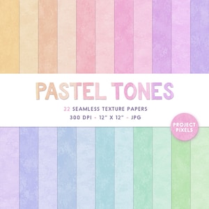 Pastelltöne Digital Paper Pack, Pastell Texturen, Regenbogen Papier, Nahtlose Muster, digitaler Download, Scrapbooking Papier, Decoupage Art