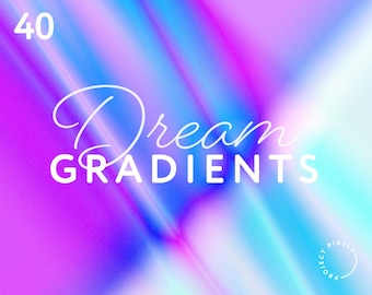 Dream Gradients, Abstrakcyjne tła gradientowe światła, Marzycielskie, Neonowe, Pastelowe tęczowe Holo, Zasoby artystyczne, Elementy projektowe, Pobieranie cyfrowe