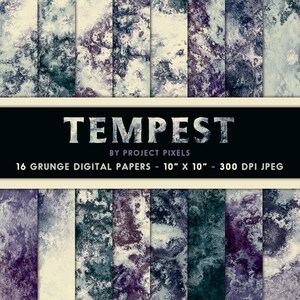 Tempest Grunge Digital Paper Pack, Dark Backgrounds, Grunge Textures, Abstract Blue Paper, Design Asset, Digital Download, Graphic Design