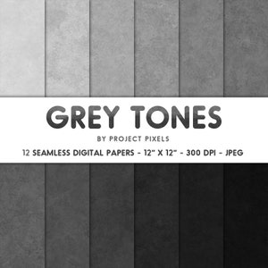 Grey Tones Digital Paper Pack, Grey Textures, Gradient Paper, Seamless Patterns, Digital Download, Scrapbooking Paper, Decoupage Art Paper