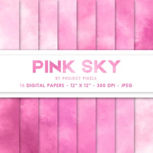 Pink Sky Digital Paper, Soft Paint Texture, Pastel Sky Background, Pink Gradient Paper, Digital Download, Graphic Design, Scrapbooking Paper
