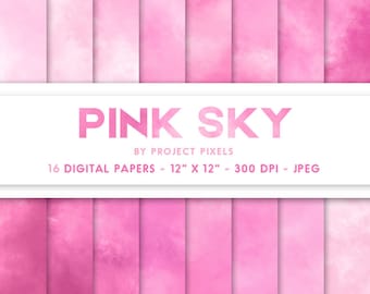 Rosa Himmel Digitales Papier, Soft Paint Textur, Pastell Himmel Hintergrund, rosa Verlaufspapier, Digital Download, Grafikdesign, Scrapbooking Papier