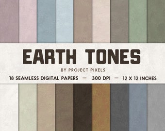 Erdtöne Digitales Papier, Naturtexturen, Nahtlose Texturen, Scrapbooking-Papier, Künstlerressource, digitaler Download, Farbmuster