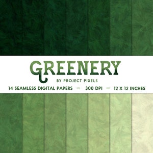 Groen digitaal papierpakket, natuurpapier, groene texturen, papier met kleurovergang, naadloos patroon, scrapbookingpapier, digitale download, kunstpapier