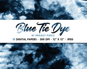 Blue Tie Dye, Digital Paper, Fabric Texture, Ink Art Paper, Grunge Paper, Digital Download, Graphic Design, Scrapbooking Paper, Collage Art