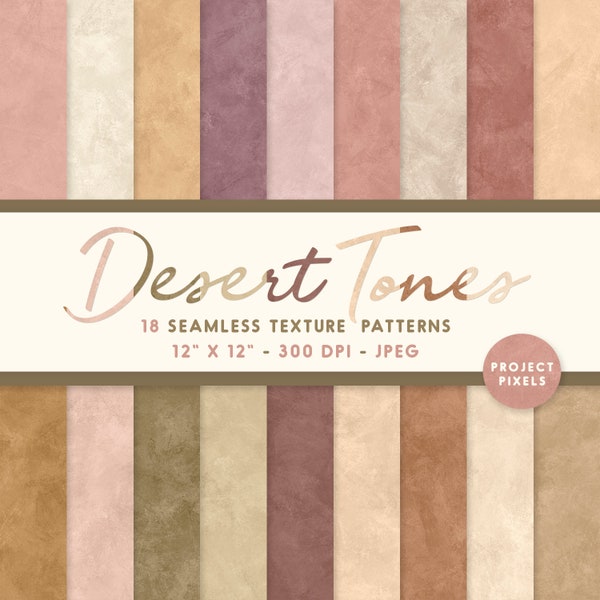 Desert Tones, Digital Paper Pack, Soft Boho Seamless Textures, Natural Color Patterns. Scrapbooking Paper, Artist Resource, Digital Download