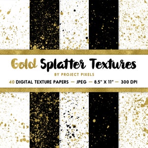 Gold Splatter Textures, Gold Grunge Paper, Ink Digital Paper, Ink Textures, Gold Art, Scrapbooking Paper, Digital Download, Graphic Design