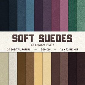 Pelle scamosciata morbida, Pacchetto di carta digitale, Carta texture, Carta a colori naturali, Texture pelle scamosciata, Carta per scrapbooking, Risorsa per l'artista, Download digitale