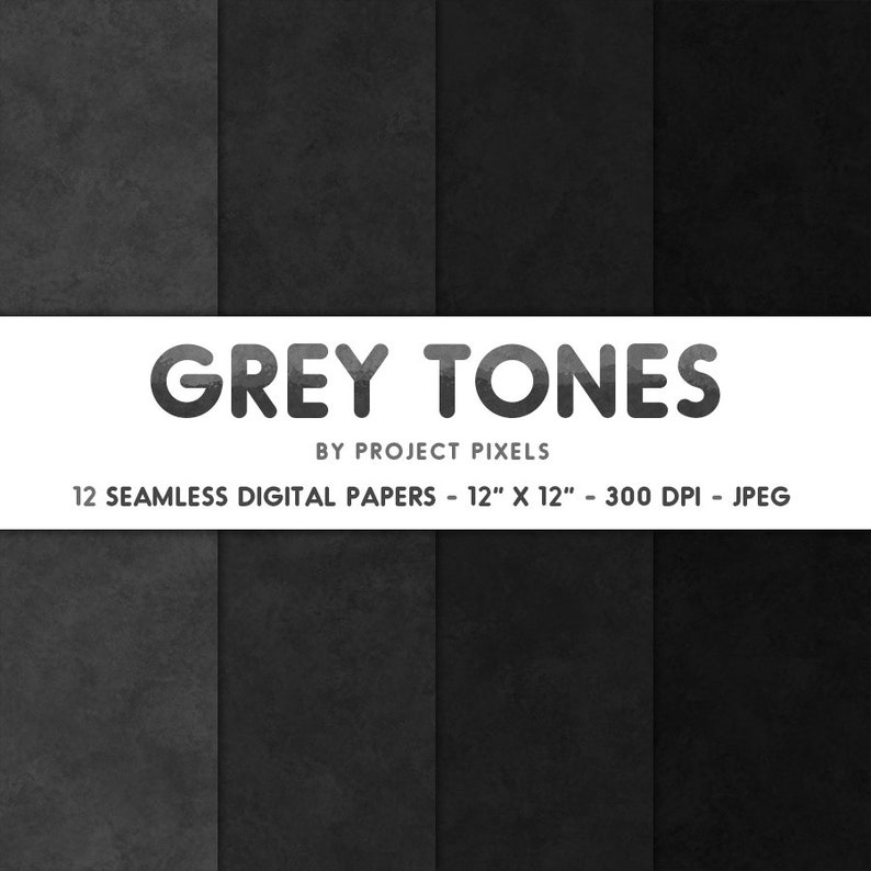 Grey Tones Digital Paper Pack, Grey Textures, Gradient Paper, Seamless ...
