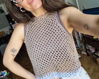 MADE TO ORDER - Crochet Mesh Top Don't Mesh With Me Vest