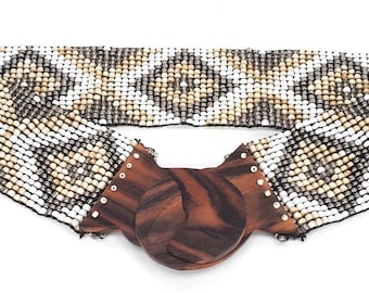 Vintage Hand Beaded Stretch Belt BEADED STRETCH BELT, Women main image 2