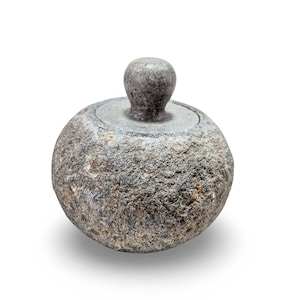 BATHSIDE SPA JAR, Lidded Rock Bowl, Stone Salt Jar, Spice Pinch Pot, Stone Tea Jar, Stone Salt Cellar, Rustic Spice Holder, Stone Stash Box